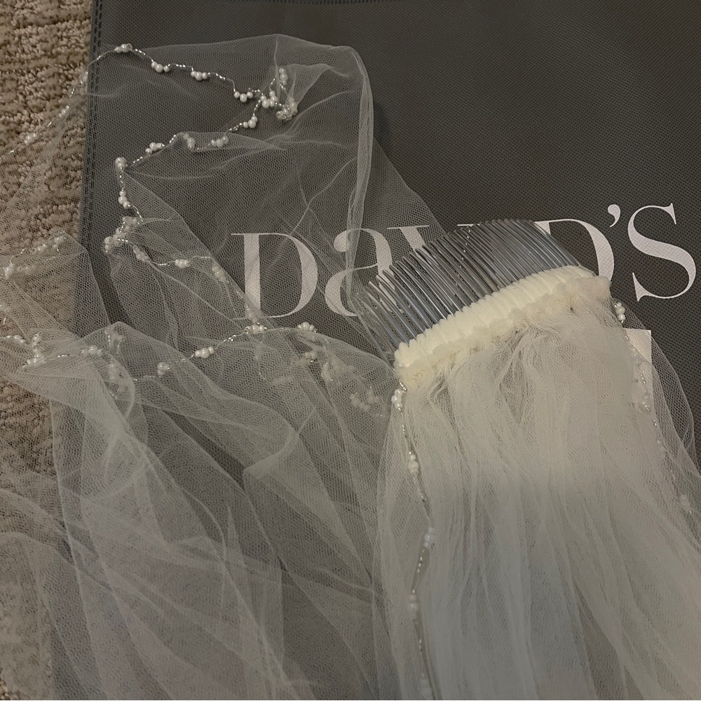 NEW: David’s Bridal Bead & Pearl Cathedral-Length Veil
